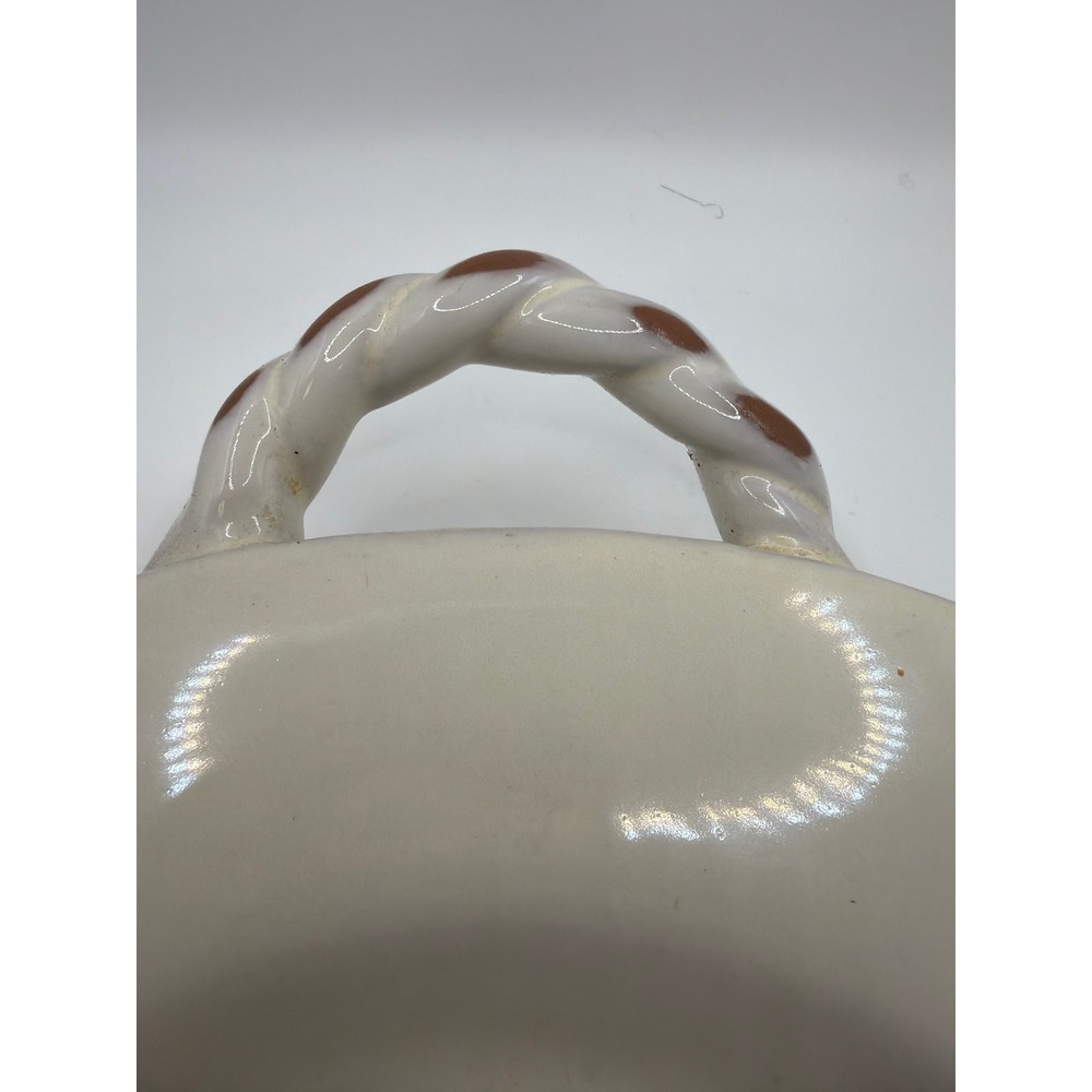 Target Home Terracotta Oval Serving Platter White Brown Oak Leaf Rope Handles - Picture 4 of 9